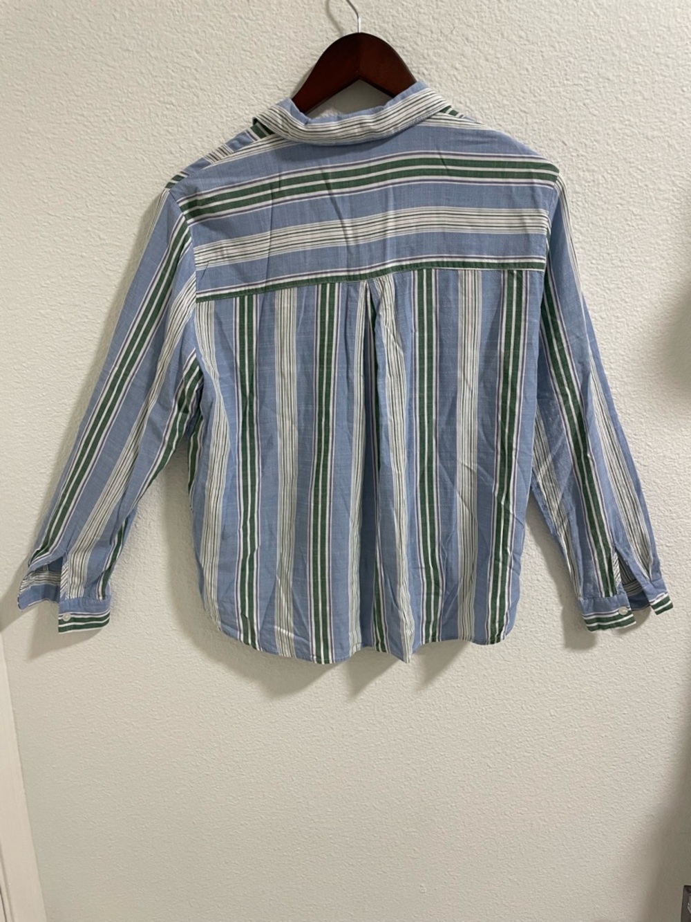 Jane and Delancey Blue and Green Striped Button-Down Shirt - Picture 2 of 4